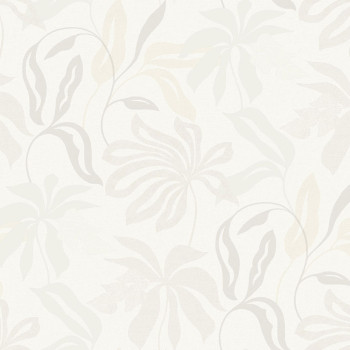 Cream-gray wallpaper with leaves, UR3409, Universe 4, Grandeco
