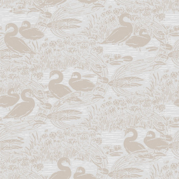 Grey-beige wallpaper, nature, swans, 118471, Laura Ashley 3