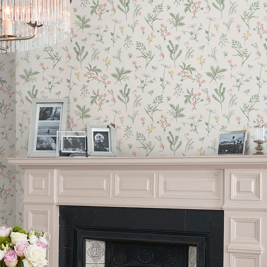 White non-woven floral wallpaper, 118480, Laura Ashley 3