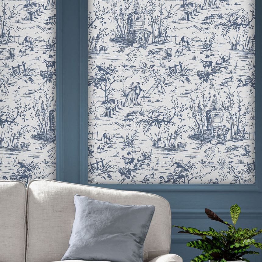 Romantic blue-white non-woven wallpaper, 118494, Laura Ashley 3