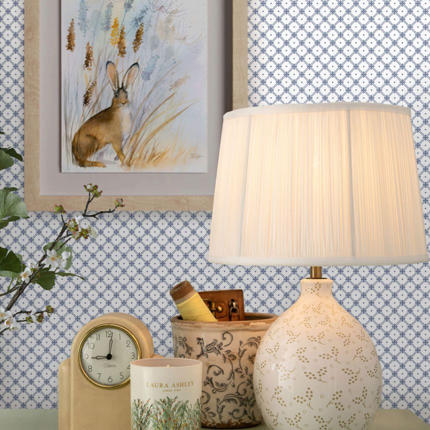 White-blue grid non-woven wallpaper, 120135, Laura Ashley 3