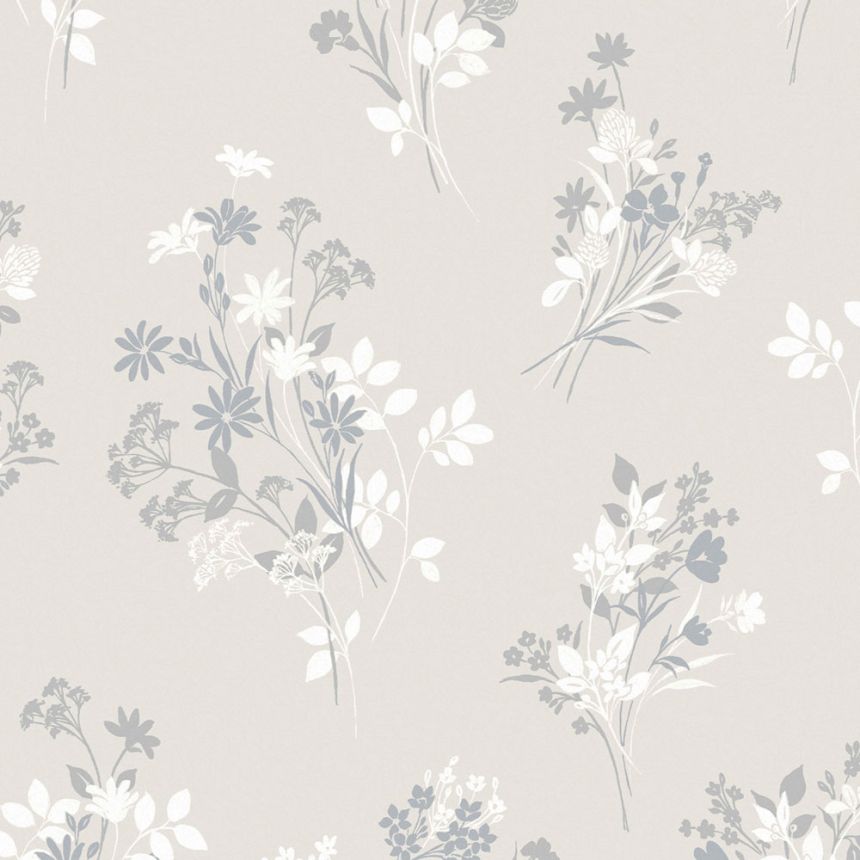 Gray non-woven floral wallpaper, 119856, Laura Ashley 3