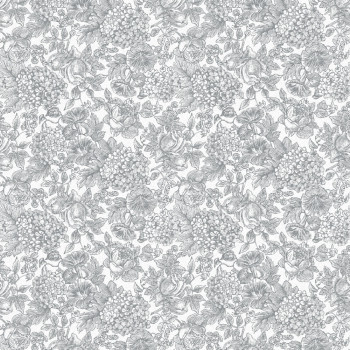 Grey-white non-woven floral wallpaper, 119859, Laura Ashley 3