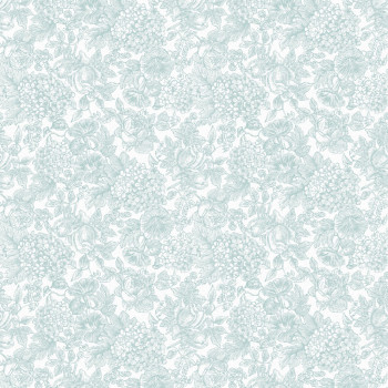 Turquoise-white non-woven floral wallpaper, 119860, Laura Ashley 3