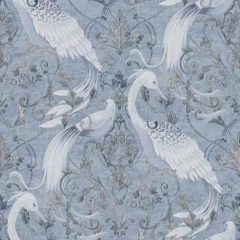 Blue-silver baroque non-woven wallpaper, 120132, Laura Ashley 3