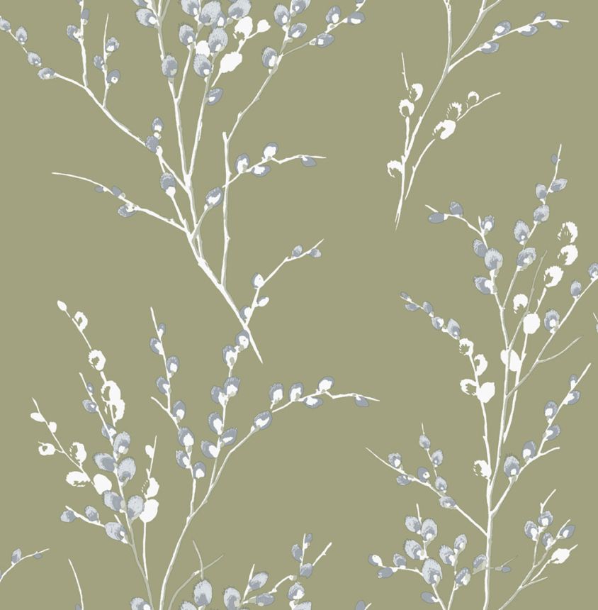 Green non-woven wallpaper, twigs, 121074, Laura Ashley 3