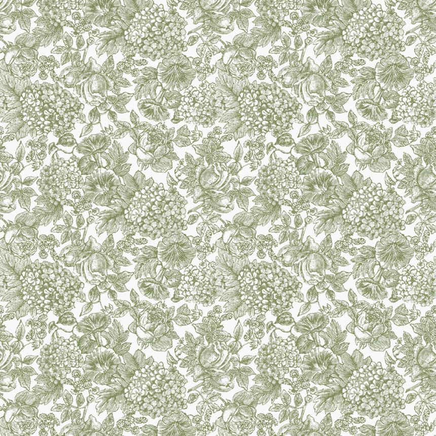 White-green non-woven floral wallpaper, 121080, Laura Ashley 3