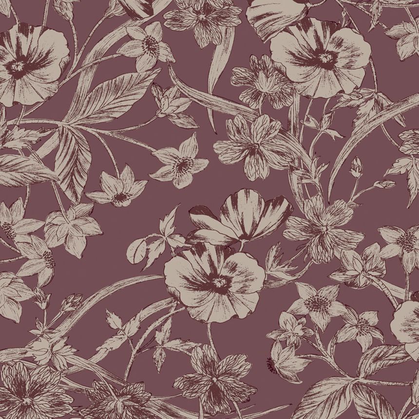 Blackberry wallpaper, metallic flowers, 121086, Laura Ashley 3