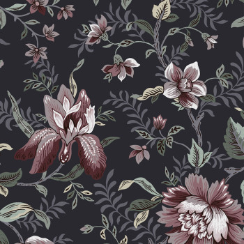 Black wallpaper with floral pattern, 121090, Laura Ashley 3