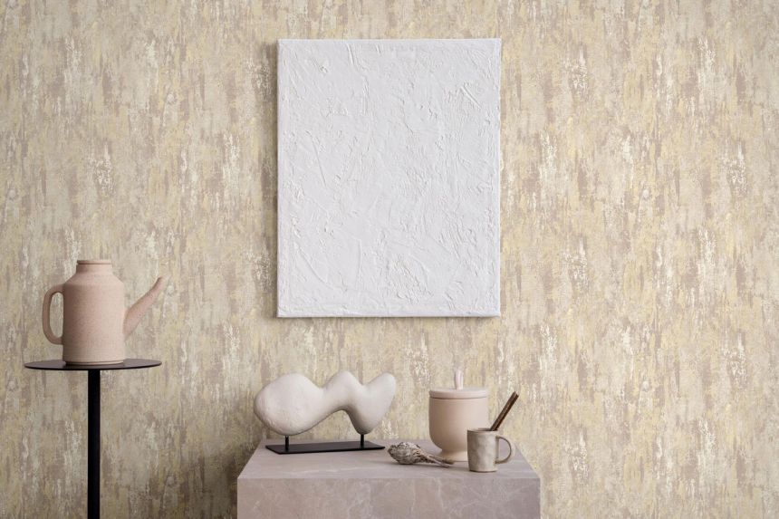 White-gray non-woven wallpaper, stucco,78617, Makalle II, Limonta