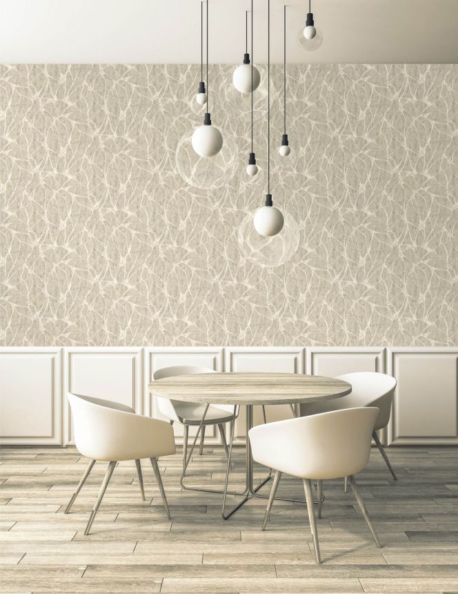 Luxury cream wallpaper with a distinctive metallic pattern, 56806, Aurum II, Limonta