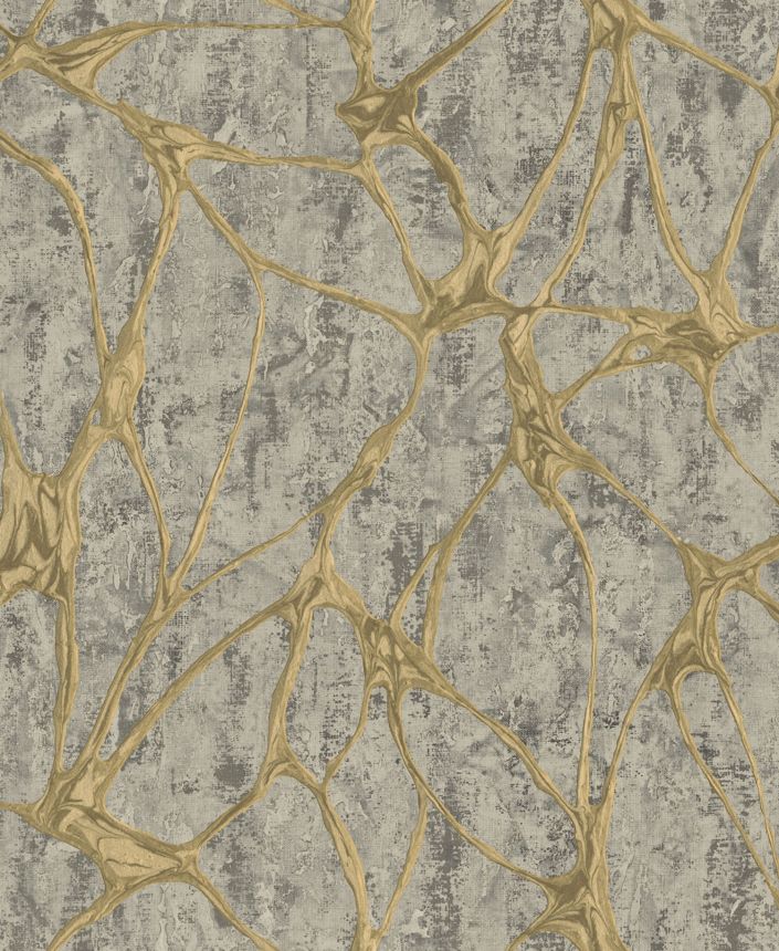 Luxury gray wallpaper with a distinctive metallic pattern, 56807, Aurum II, Limonta