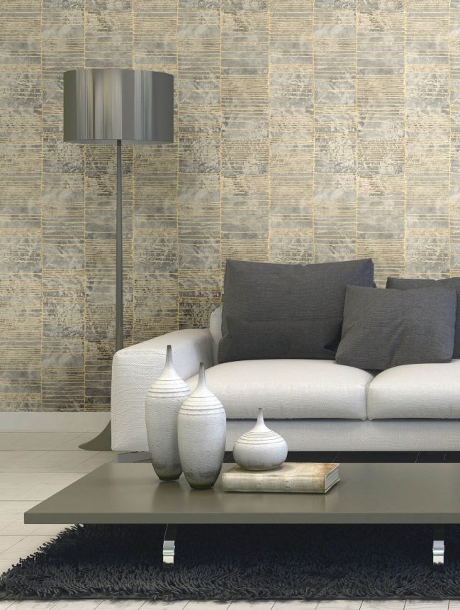 Luxury silver-beige geometric pattern wallpaper, 57417, Aurum II, Limonta