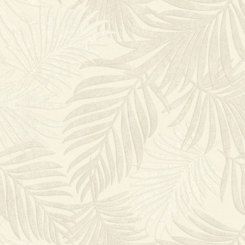 Luxury cream non-woven wallpaper with leaves, 07501, Makalle II,Limonta