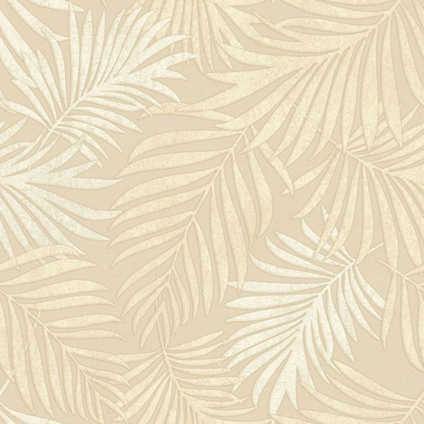 Luxury beige non-woven wallpaper with leaves, 07503, Makalle II, Limonta