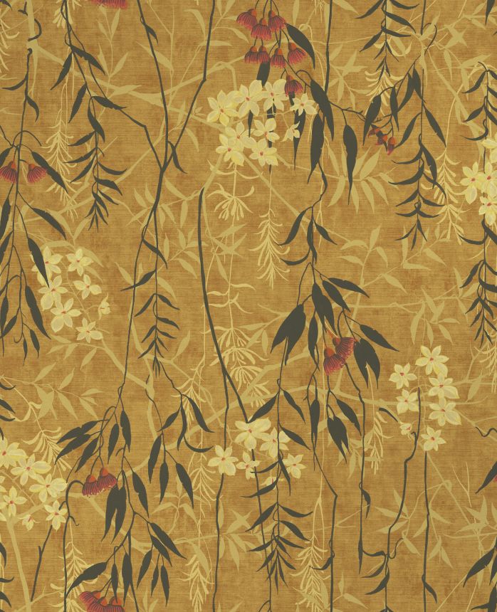 Mustard non-woven wallpaper with flowers, 120610, Retreat, Graham&Brown Premium