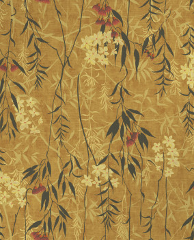 Mustard non-woven wallpaper with flowers, 120610, Retreat, Graham&Brown Premium