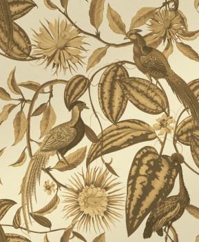 Bronze wallpaper with flowers and birds, 120652, Retreat, Graham&Brown Premium