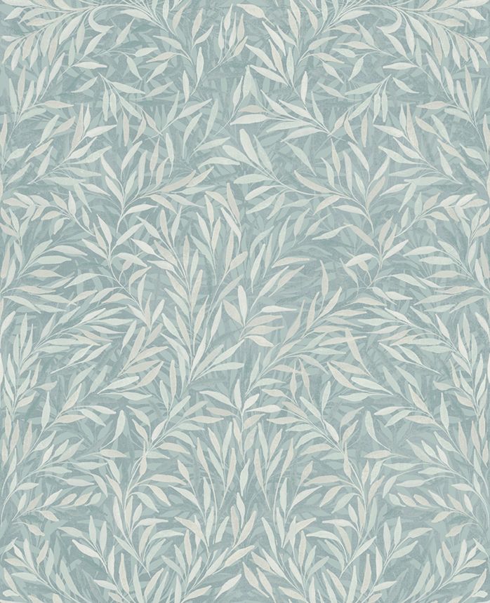 Gray-blue non-woven wallpaper with leaves, 121442, New Eden, Graham&Brown Premium