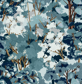 Blue non-woven wallpaper, forest, trees, 121453, New Eden, Graham&Brown Premium