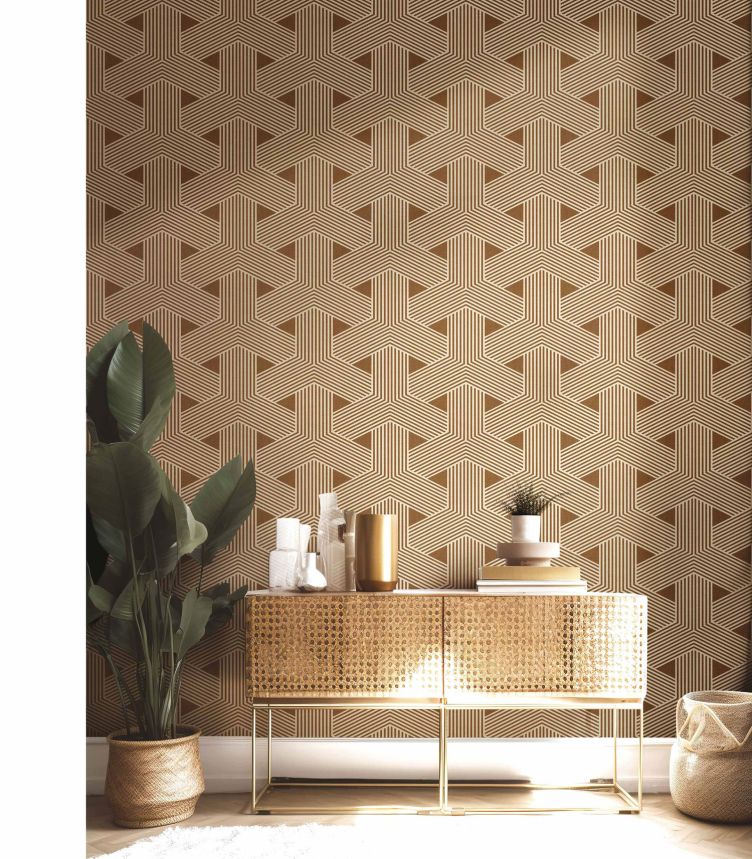 Beige non-woven wallpaper, geometric pattern, 30132, Energie, Cristiana Masi by Parato