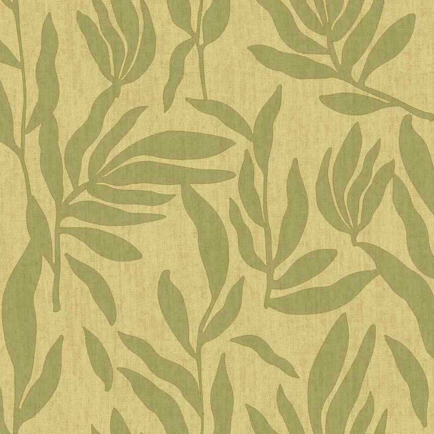 Yellow non-woven wallpaper, twigs with leaves, 30145, Energie, Cristiana Masi by Parato