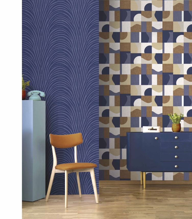 Blue non-woven wallpaper, geometric pattern, 30146, Energie, Cristiana Masi by Parato