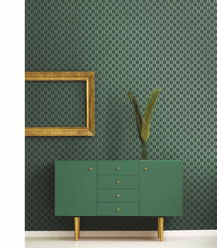 Green non-woven wallpaper, cube pattern, 30175, Energie, Cristiana Masi by Parato