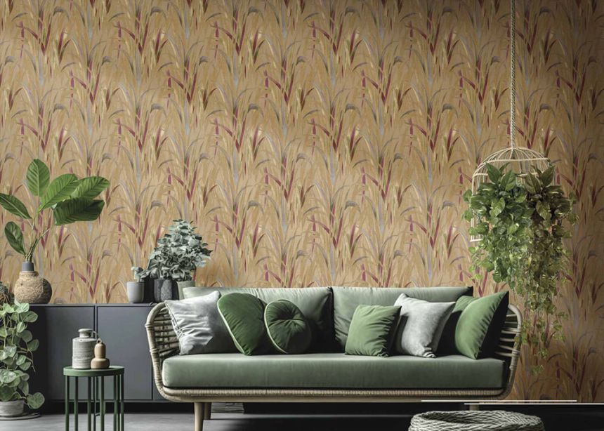 Turquoise wallpaper, leaves of grass,  26407, Thai, Cristiana Masi by Parato