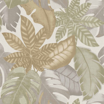 Beige wallpaper, tropical leaves, 26413, Thai, Cristiana Masi by Parato