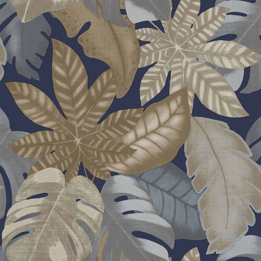 Blue wallpaper, tropical leaves, 26417, Thai, Cristiana Masi by Parato