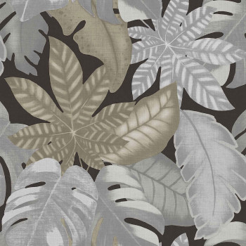 Black wallpaper, tropical leaves, 26419, Thai, Cristiana Masi by Parato