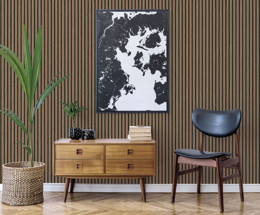 Luxury brown wallpaper, imitation of wood, wooden planks, Z77551, Savana, Zambaiti Parati