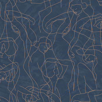 Graphic wallpaper, figure outlines, blue, SO27040, Soleado, Decoprint