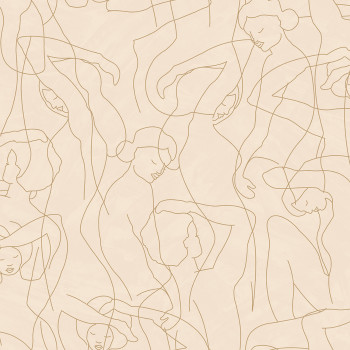 Graphic wallpaper, figure outlines, beige, pink, SO27042, Soleado, Decoprint