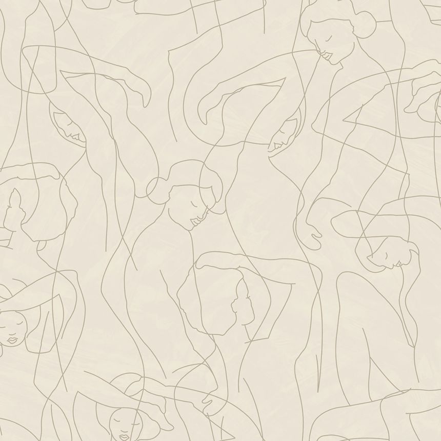 Graphic wallpaper, figure outlines, cream, SO27043, Soleado, Decoprint