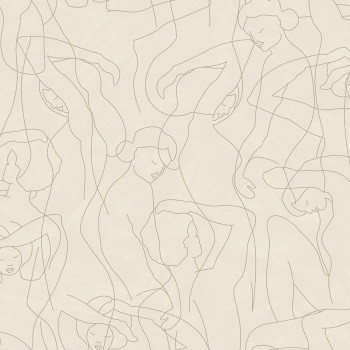 Graphic wallpaper, figure outlines, cream, SO27043, Soleado, Decoprint