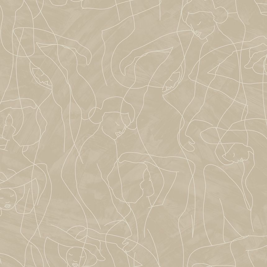 Graphic wallpaper, figures, grey-beige, SO27044, Soleado, Decoprint