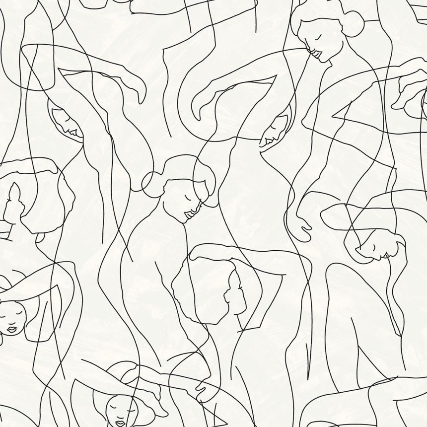 Graphic wallpaper, figure outlines, white, SO27045, Soleado, Decoprint