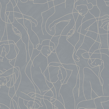 Graphic wallpaper, figure outlines, grey, SO27046, Soleado, Decoprint