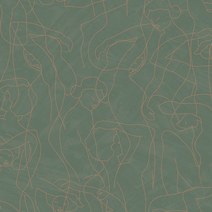 Graphic wallpaper, figure outlines, green, SO27047, Soleado, Decoprint