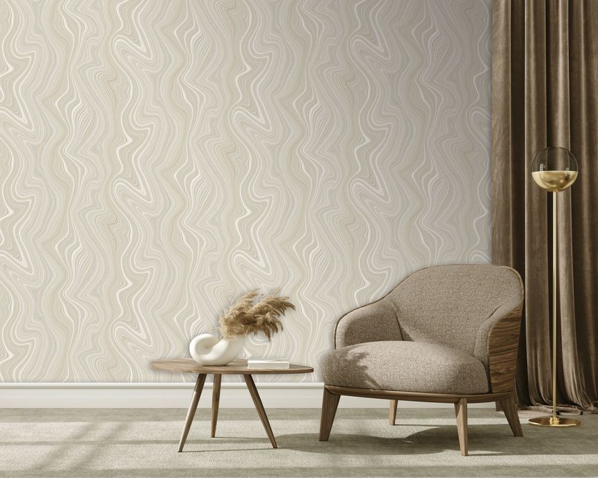 Non-woven wallpaper, lines, grey-beige, SO27053, Soleado, Decoprint