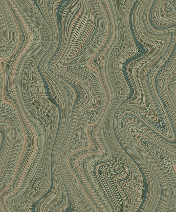 Non-woven wallpaper, lines, green-gold, SO27054, Soleado, Decoprint