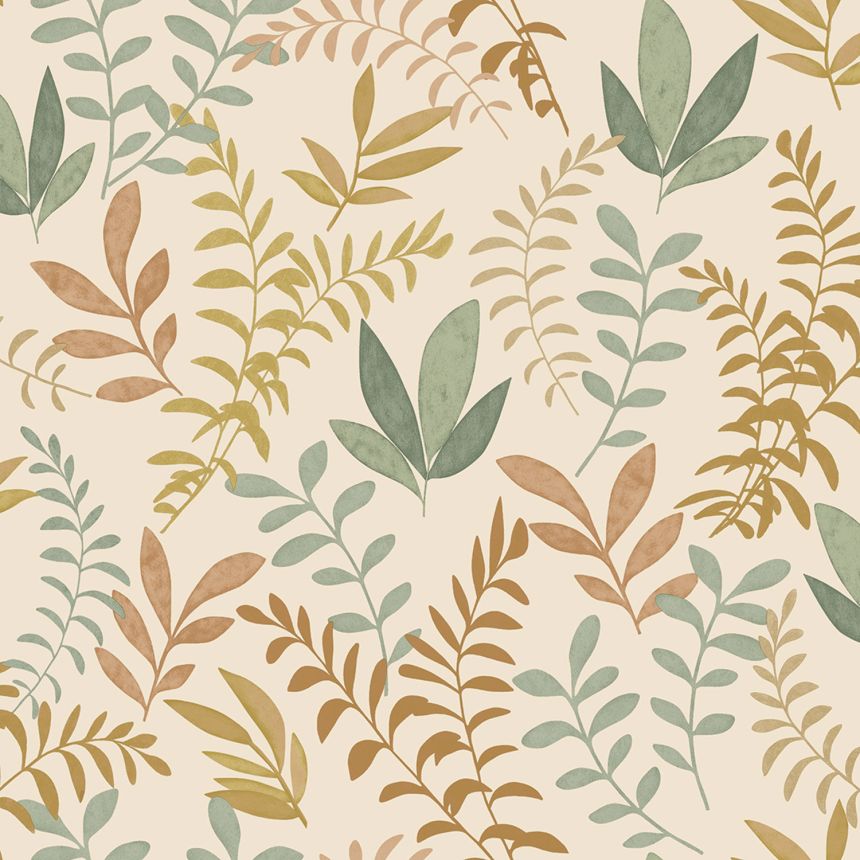 Non-woven wallpaper, branches, leaves, cream, SO27062, Soleado, Decoprint