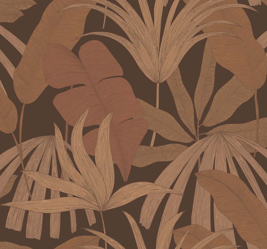 Brown wallpaper with leaves, 333501, Festival, Eijffinger