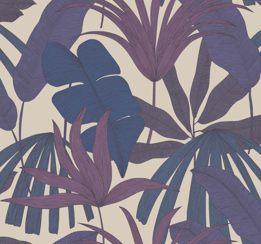 Blue-violet wallpaper with leaves, 333504, Festival, Eijffinger