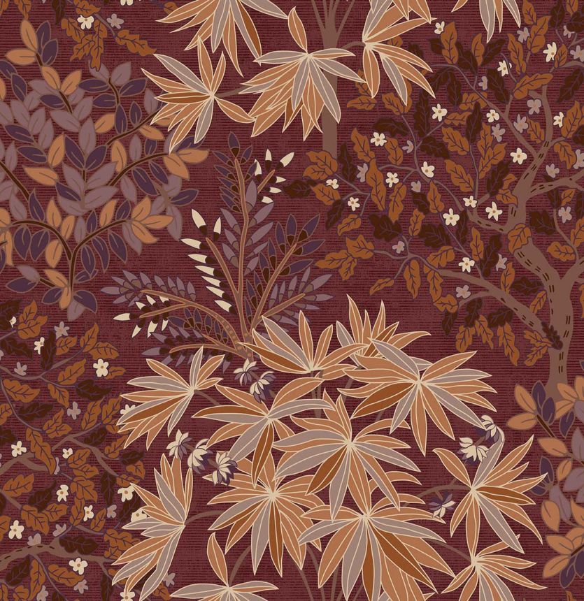 Wine red wallpaper with twigs and leaves, 333522, Festival, Eijffinger