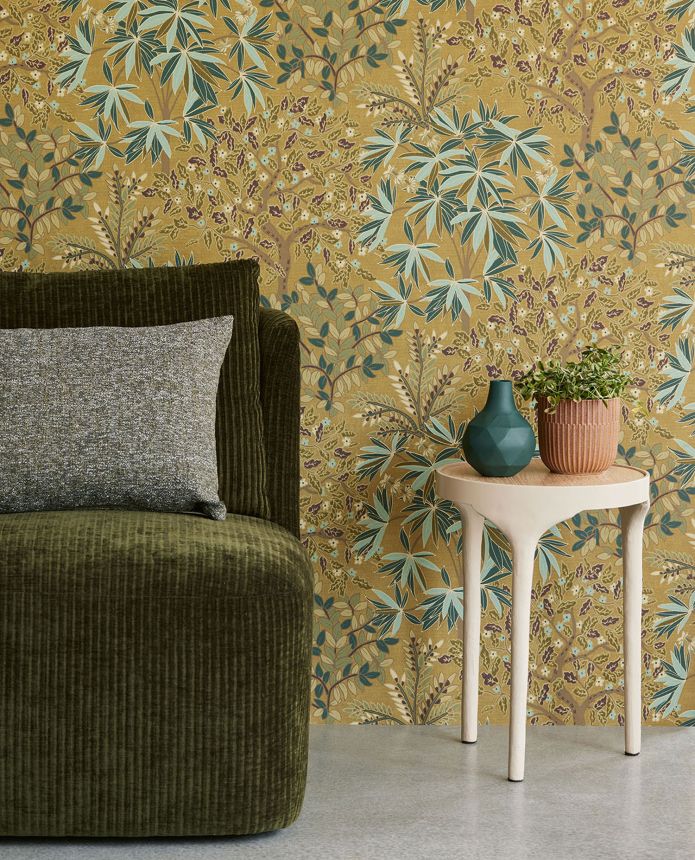 Green wallpaper with twigs and leaves, 333524, Festival, Eijffinger