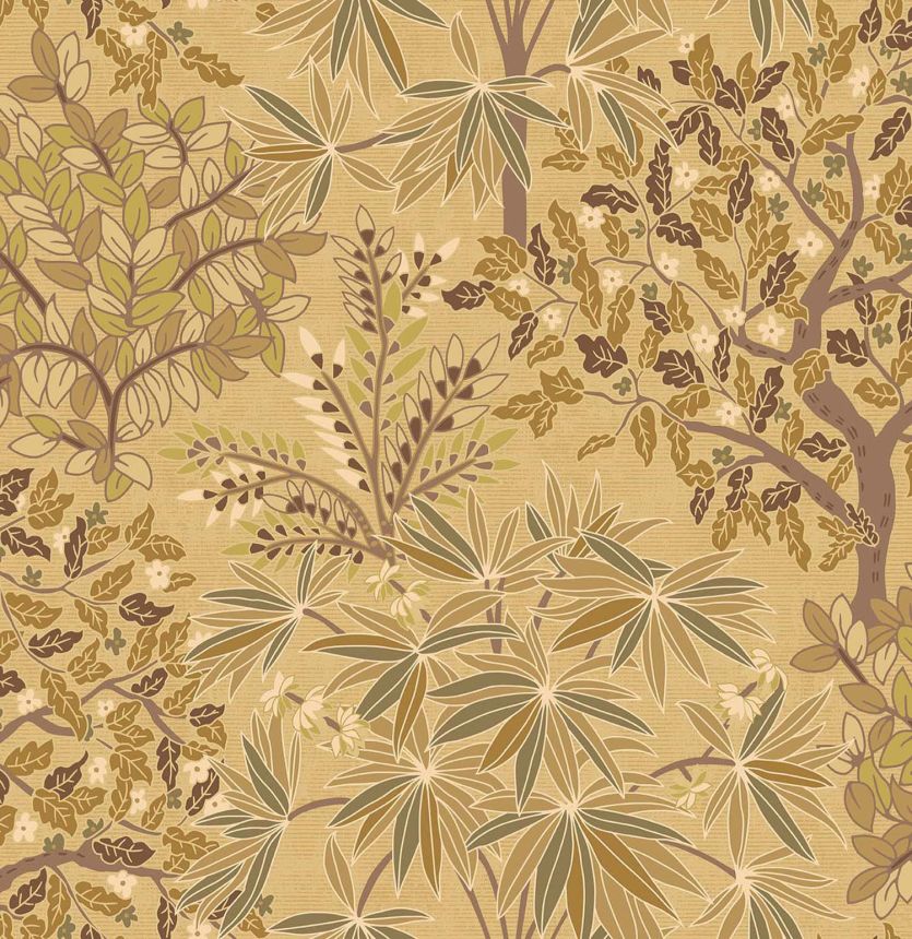 Ocher wallpaper with twigs and leaves, 333525, Festival, Eijffinger