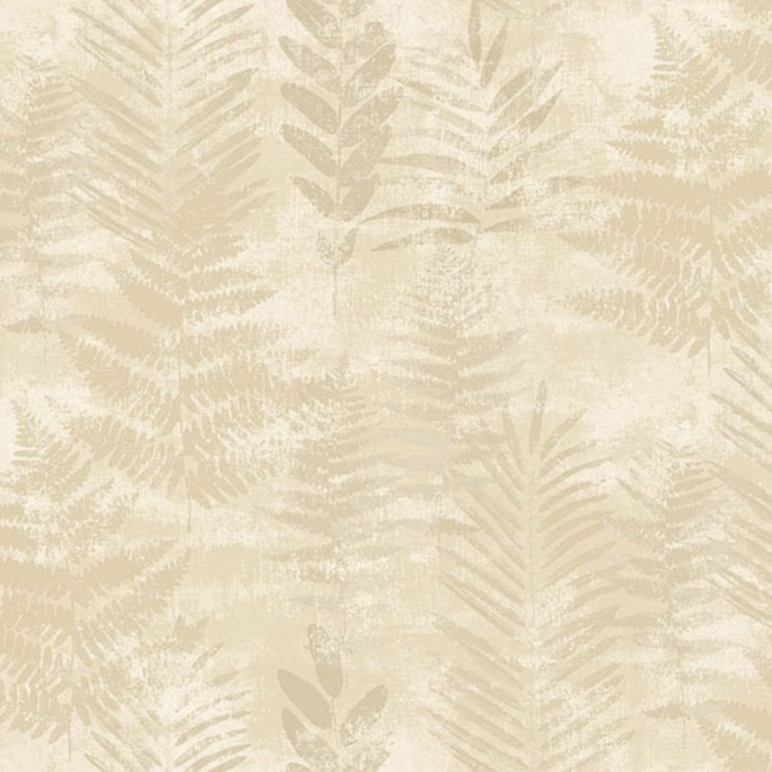 Beige non-woven wallpaper with leaves, RE25151, Reflect, Decoprint